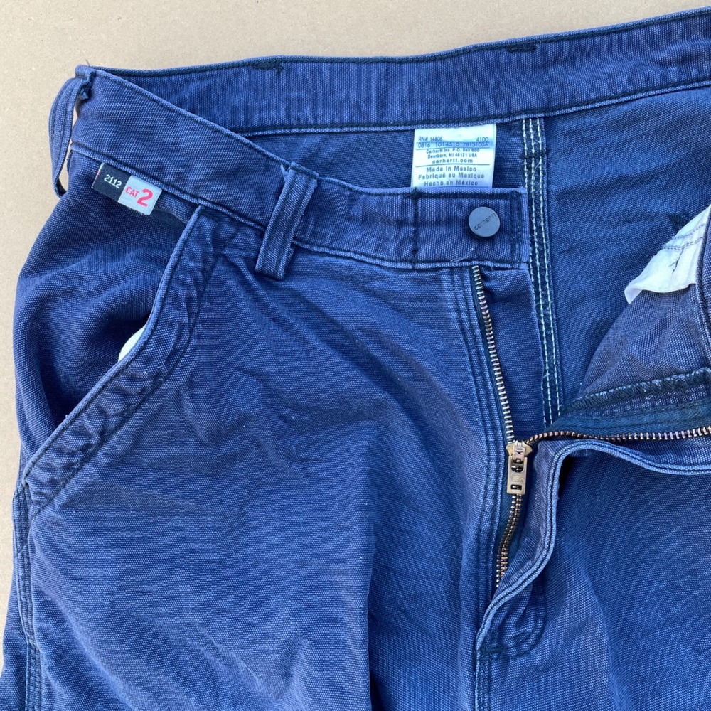 Carhartt Cargo Pants Mens 35x34 Blue Workwear FR Flame Resistant FRB240 DNY - Picture 2 of 9